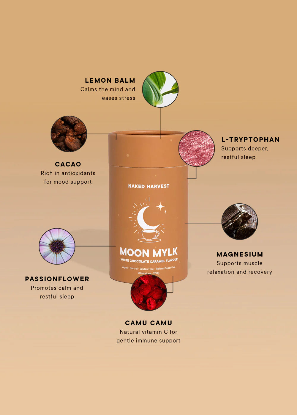 Moon Mylk White Choc Caramel Swirl Powder 200g-Nu Harvest-Matakana Pharmacy