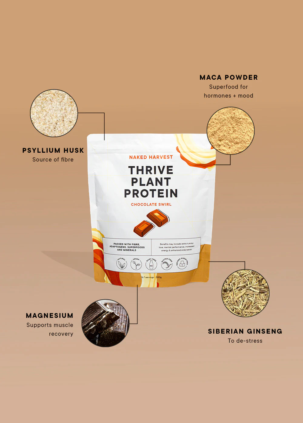 Thrive Plant Protein Chocolate 500g-Nu Harvest-Matakana Pharmacy