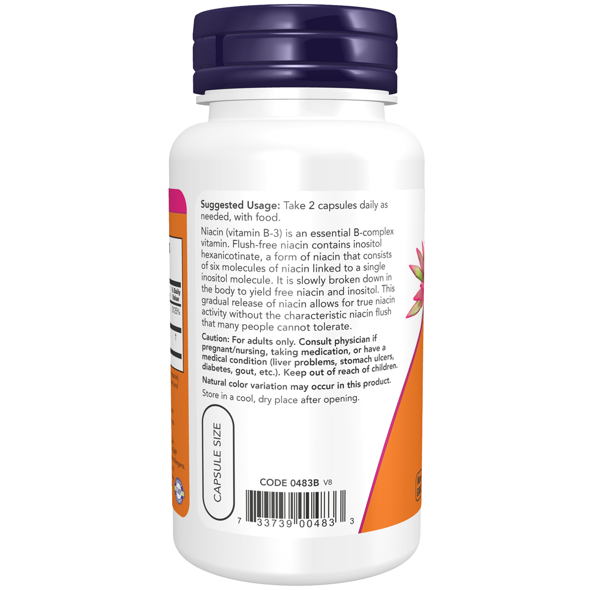 Niacin 250mg Flush-Free 90caps-NOW Supplements-Matakana Pharmacy