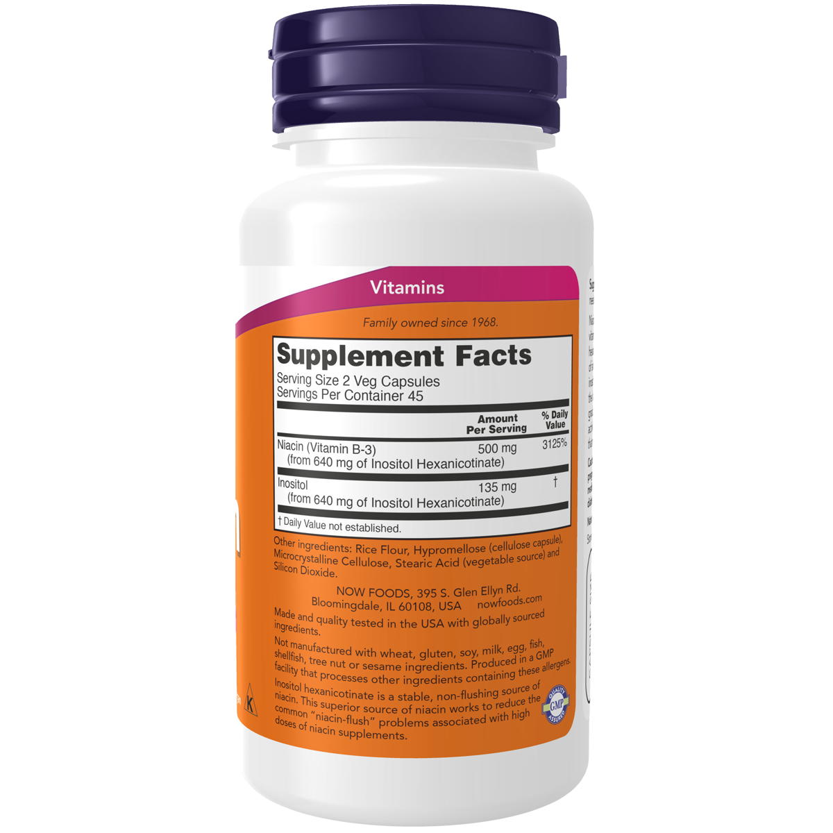 Niacin 250mg Flush-Free 90caps-NOW Supplements-Matakana Pharmacy