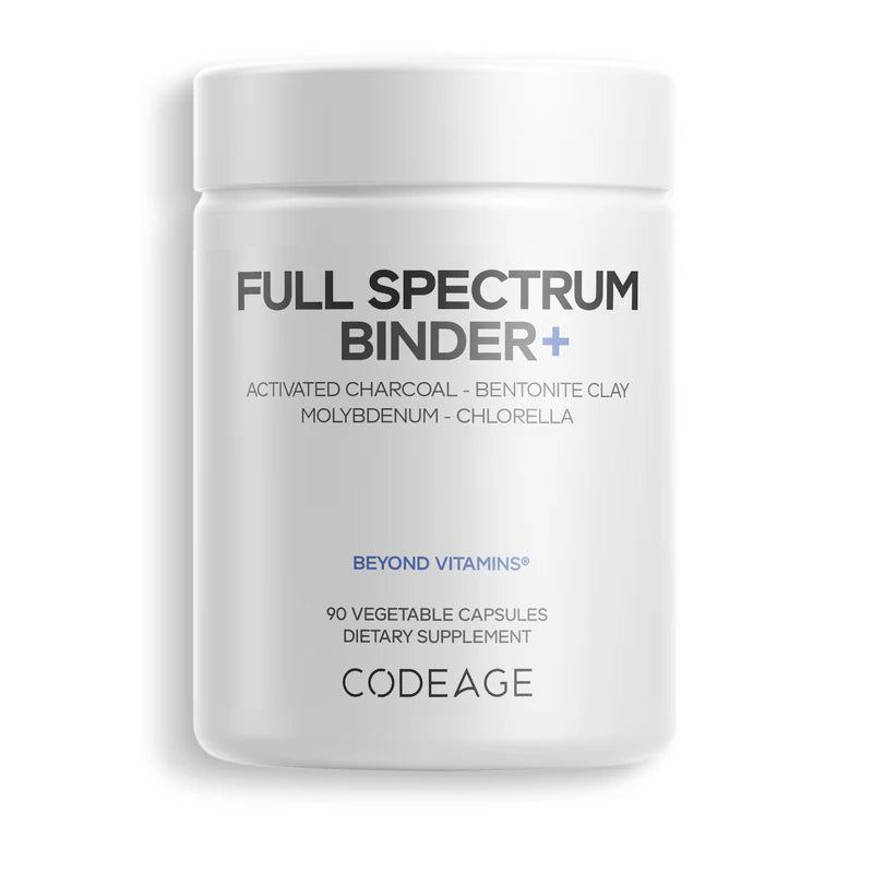 Codeage Full Spectrum Binder+, white bottle of 90 vegetable capsules, front of pack