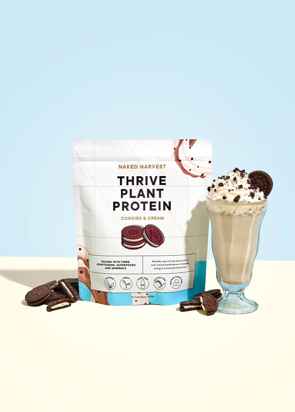 Thrive Plant Protein Cookies & Cream 500g-Nu Harvest-Matakana Pharmacy