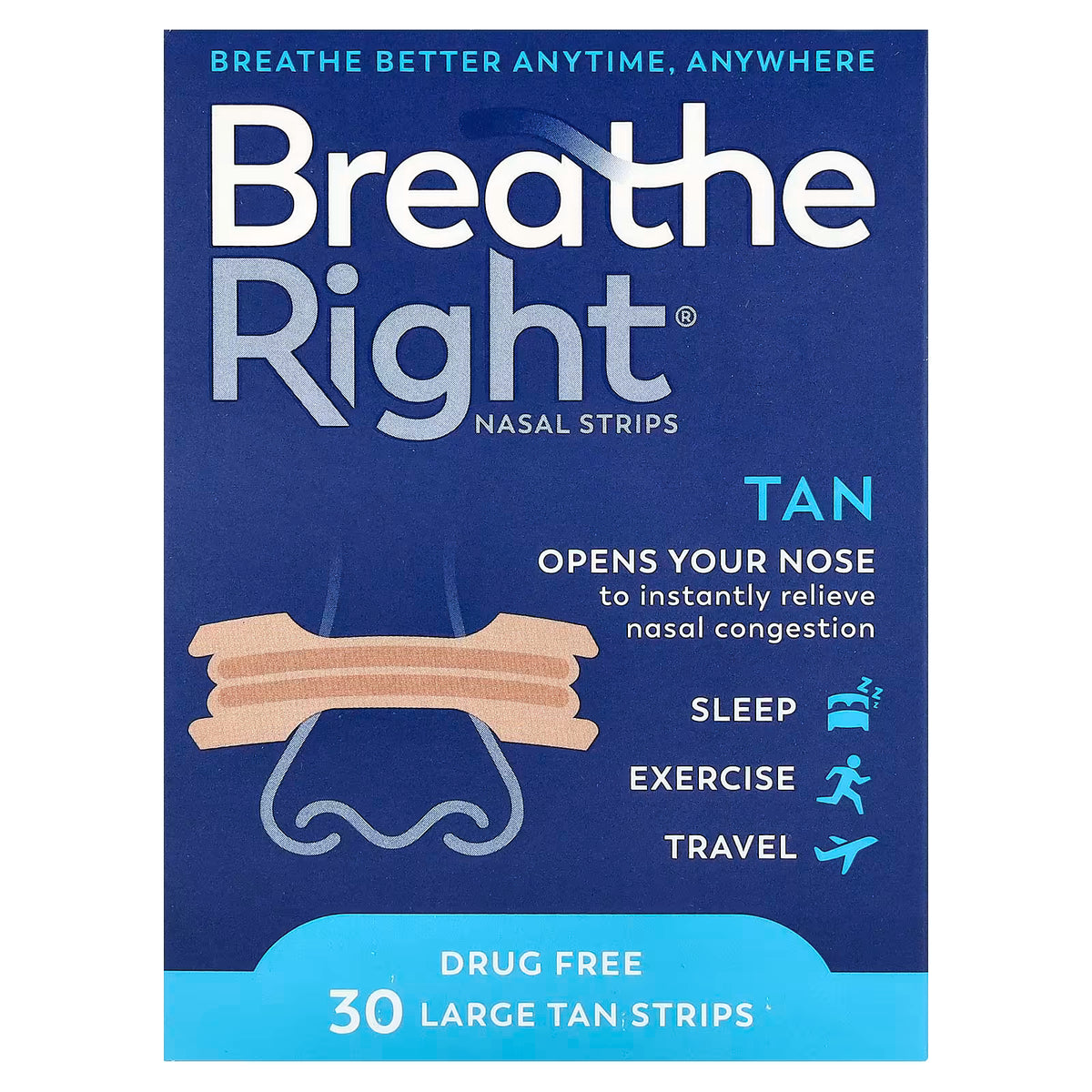 Nasal Strip Tan Large 30s-Breathe Right-Matakana Pharmacy