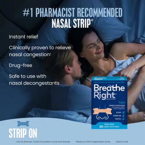 Nasal Strip Tan Large 30s-Breathe Right-Matakana Pharmacy
