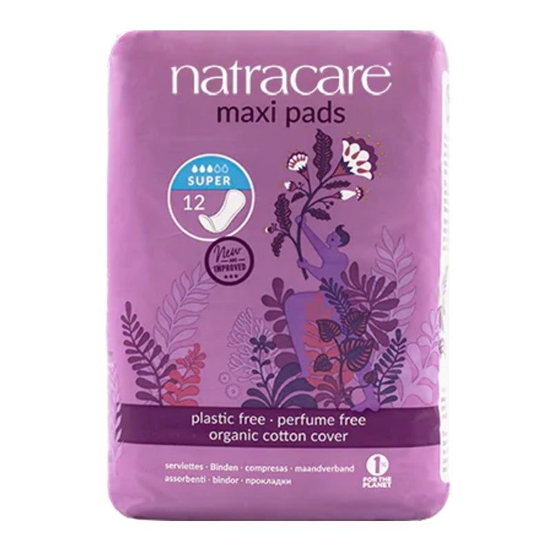 Natracare Maxi Pads Super 12pk-Matakana Pharmacy