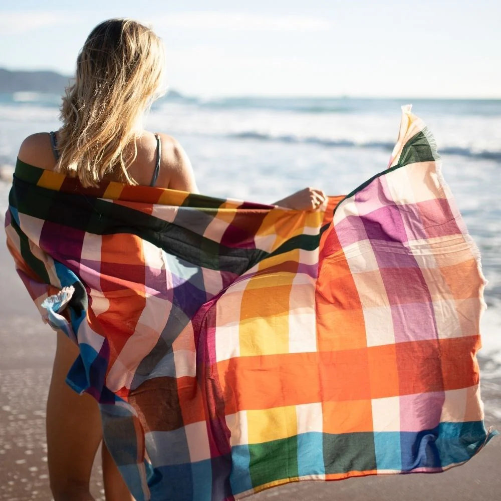 Beach Sarong - Rainbow Gingham-One Hour North-Matakana Pharmacy