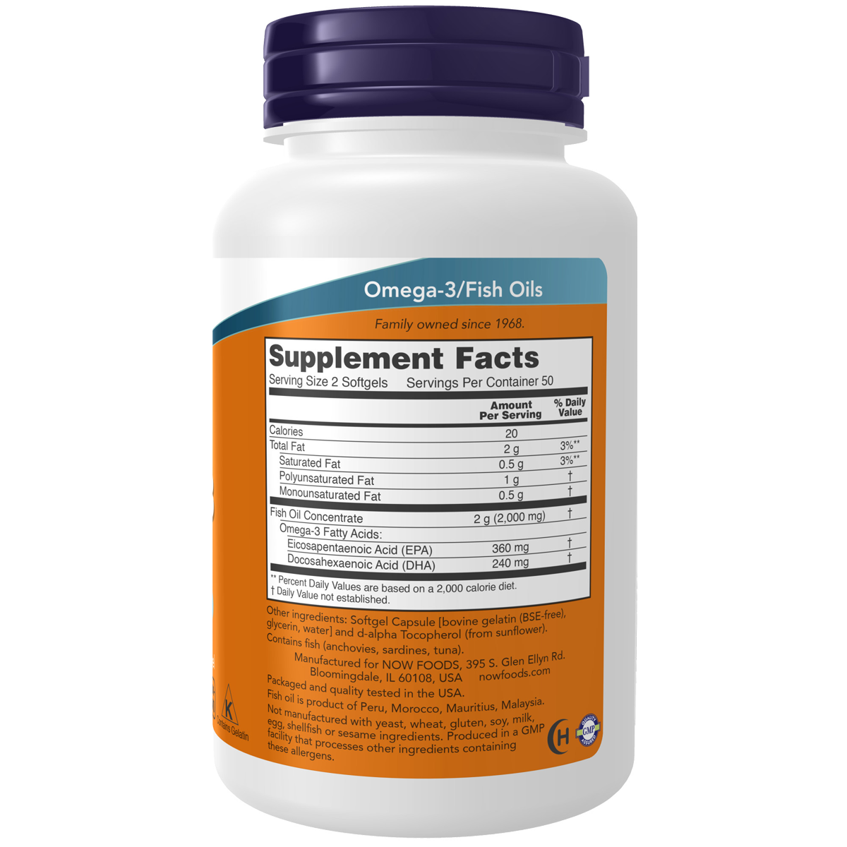 Omega-3 Fish Oil Molecularly Distilled 100 Softgels-NOW Supplements-Matakana Pharmacy