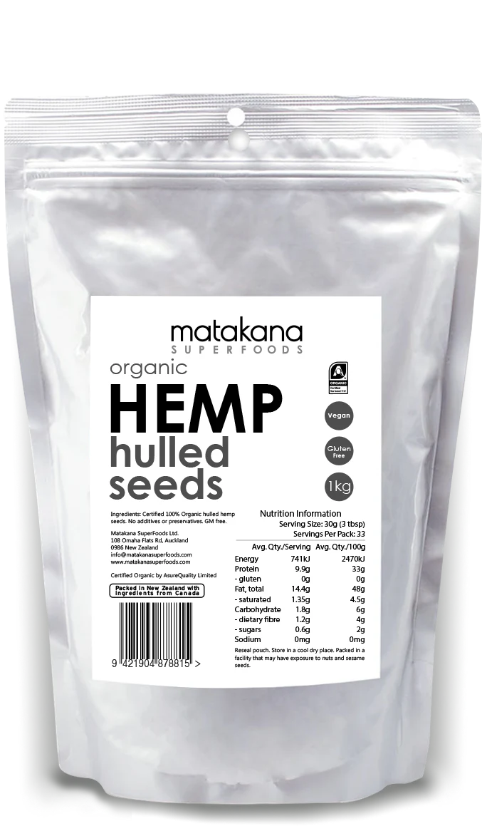 Hemp Seeds Hulled Organic 1kg-Matakana Superfoods-Matakana Pharmacy