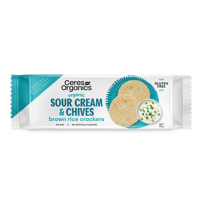 Organic Brown Rice Crackers Sour Cream & Chives | Ceres Organics