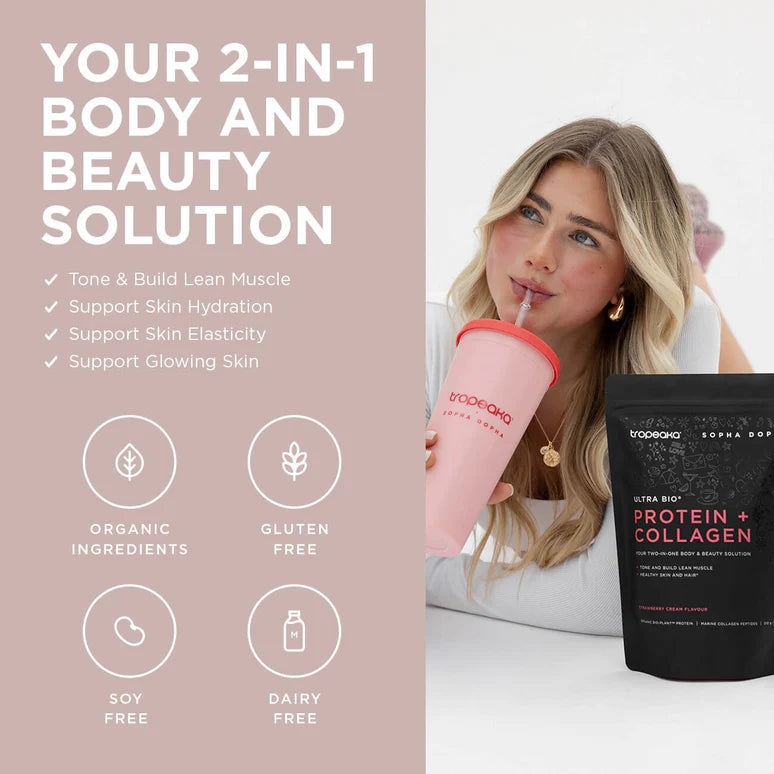 Image of Ultra Bio-Plant Protein + Collagen Strawberry Cream benefits
