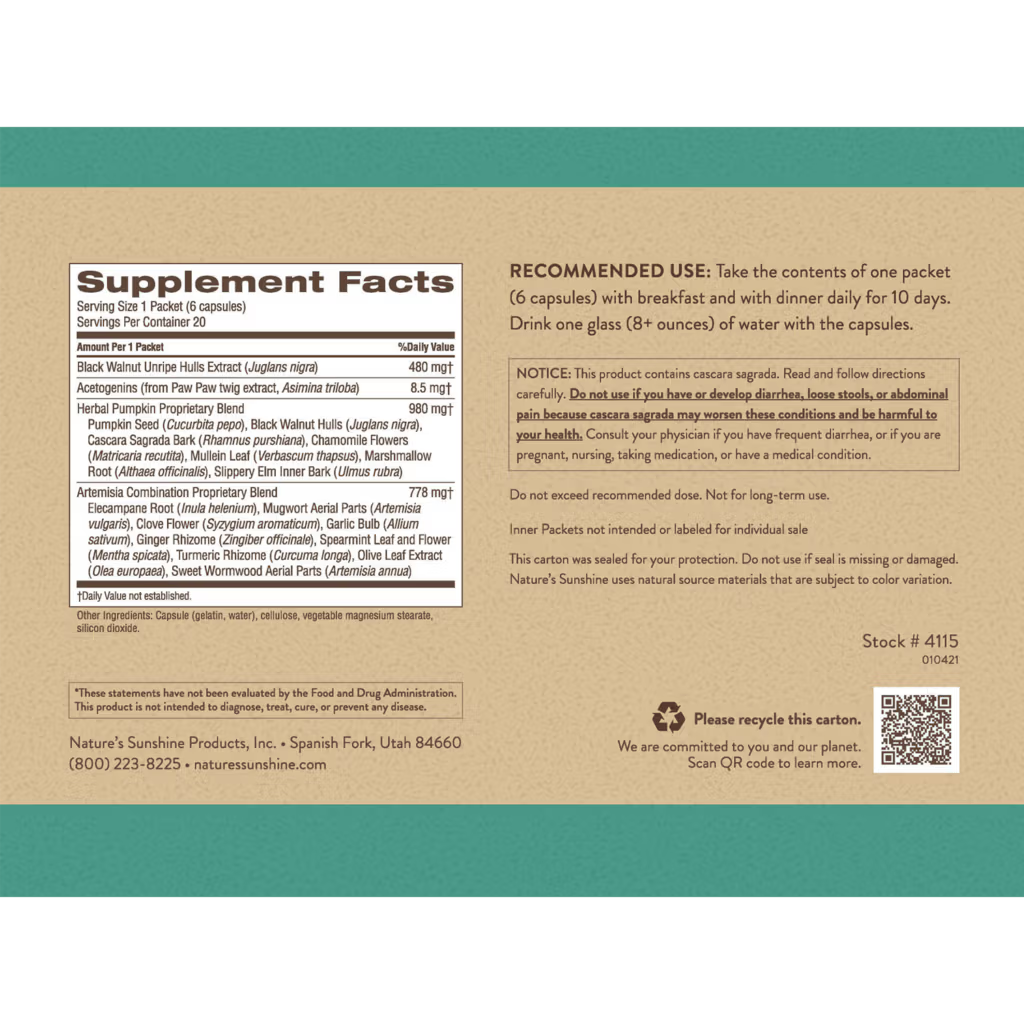 Para Cleanse 20 Packets-Nature's Sunshine-Matakana Pharmacy
