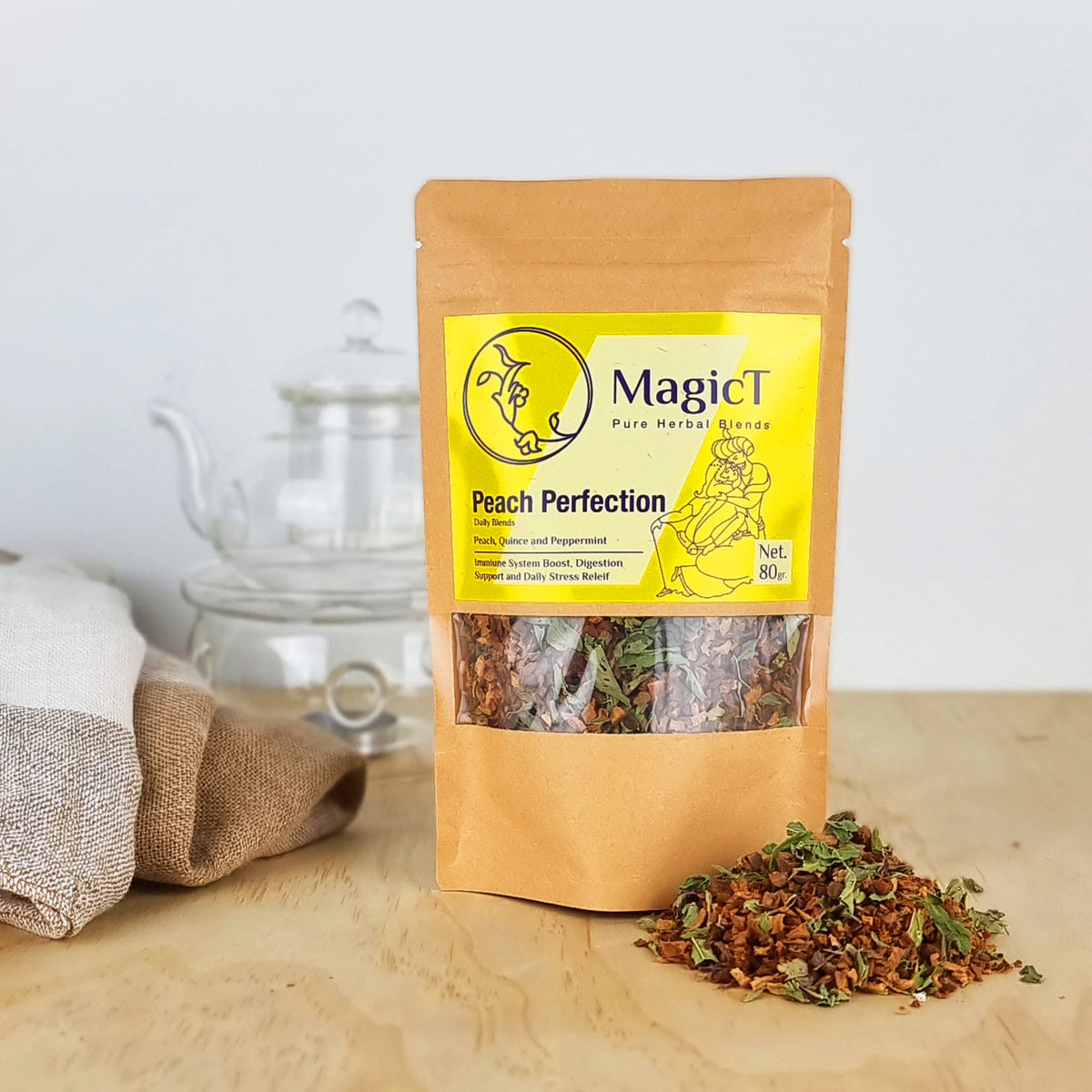 MagicT Peach Perfection Tea Pouch 80g-Magic T-Matakana Pharmacy