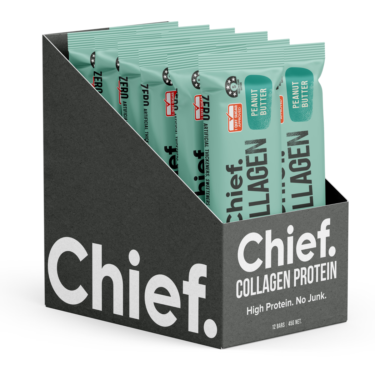 Collagen Protein Bar Peanut Butter Box 12 x 45g-Chief-Matakana Pharmacy
