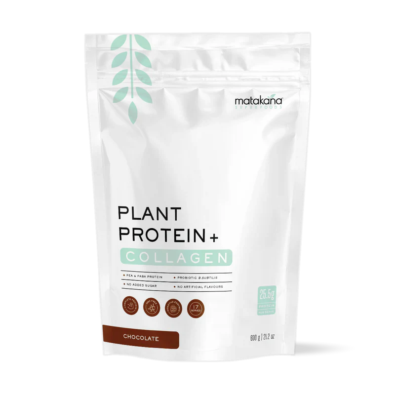 Plant Protein + Collagen Choc powder 600g-Matakana Superfoods-Matakana Pharmacy