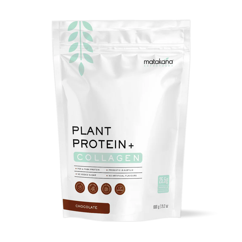 Plant Protein + Collagen Choc powder 600g-Matakana Superfoods-Matakana Pharmacy