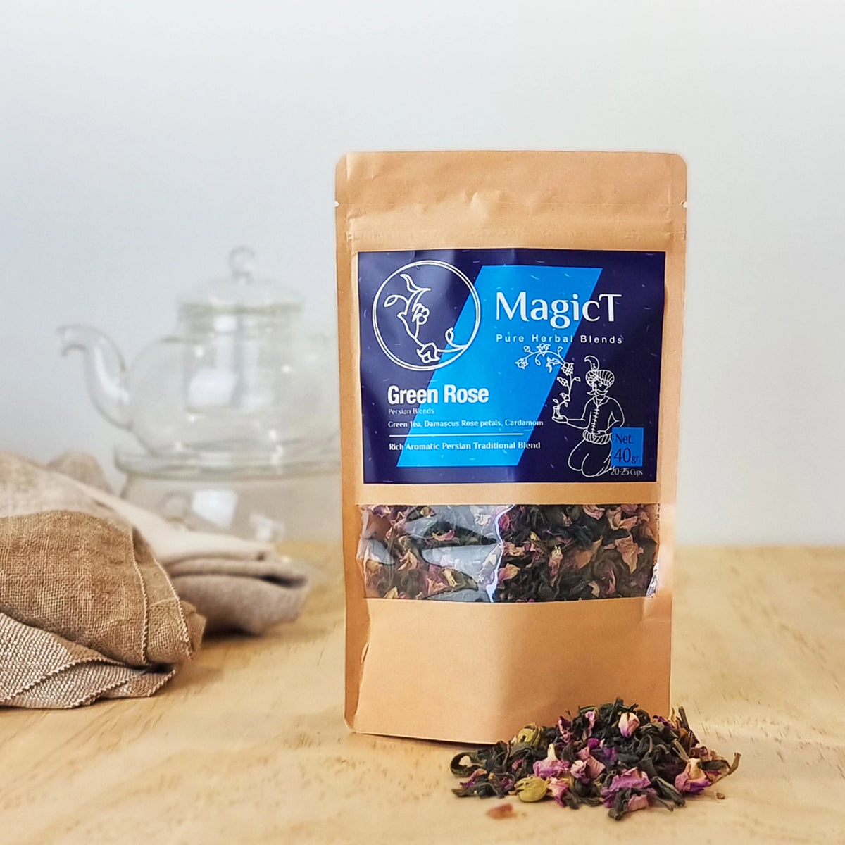 MagicT Green Rose Tea Pouch 40g-Magic T-Matakana Pharmacy