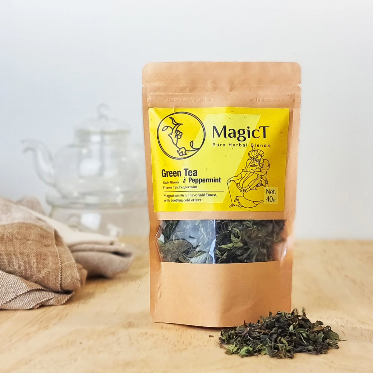 MagicT Daily - Green Tea and Peppermint 40g Pouch-Magic T-Matakana Pharmacy
