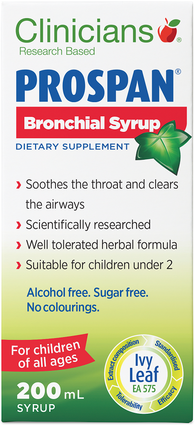 Image of Prospan Bronchial Syrup 200ml in a white cardboard box