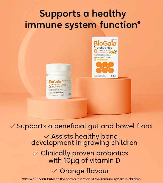 BioGaia Protectis Kids Chewable Orange + Vit D 30s-BioGaia-Matakana Pharmacy