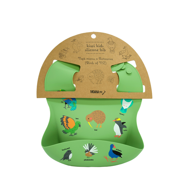Silicone Bib NZ Birds-Moana Road NZ-Matakana Pharmacy