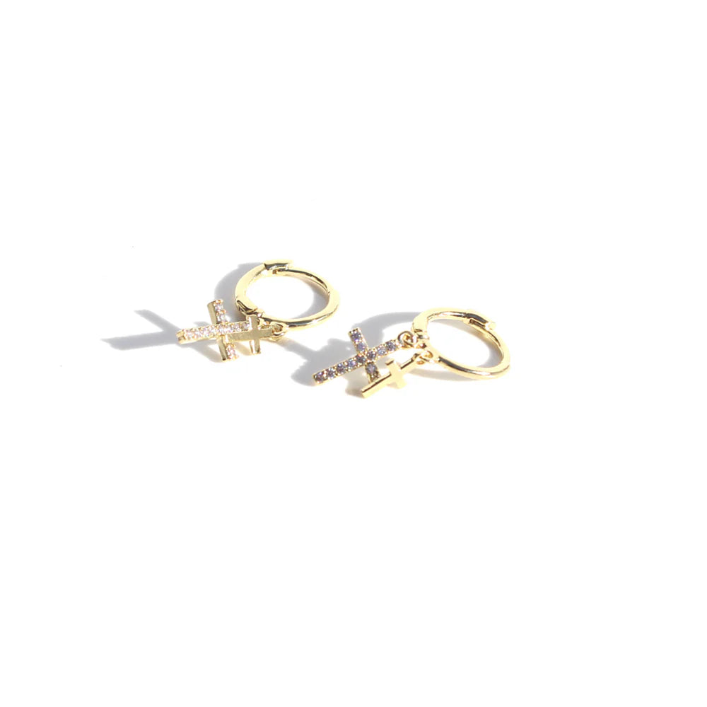Earrings Huggies Sleeper Petite Cross-Queen Of The Foxes-Matakana Pharmacy