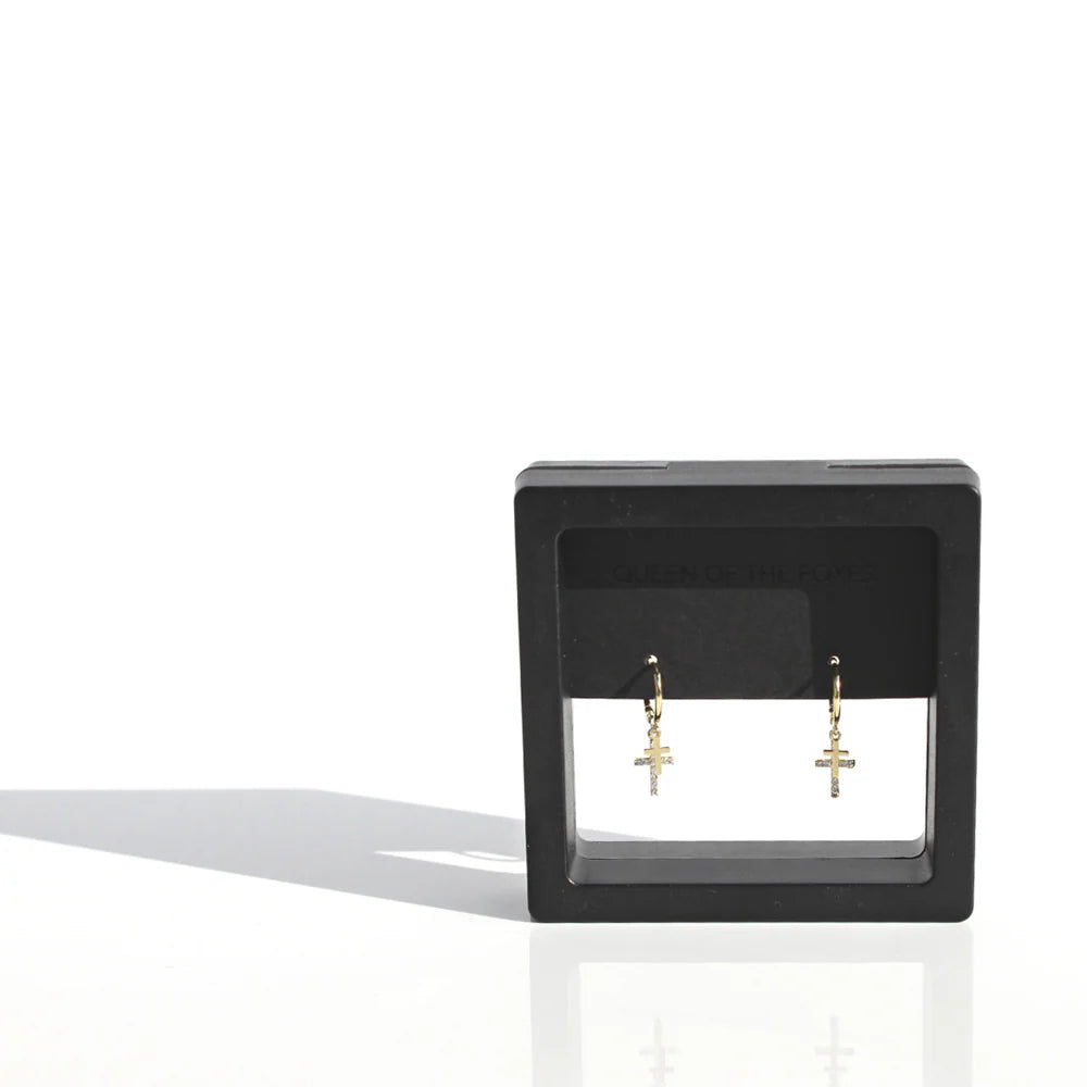 Earrings Huggies Sleeper Petite Cross-Queen Of The Foxes-Matakana Pharmacy