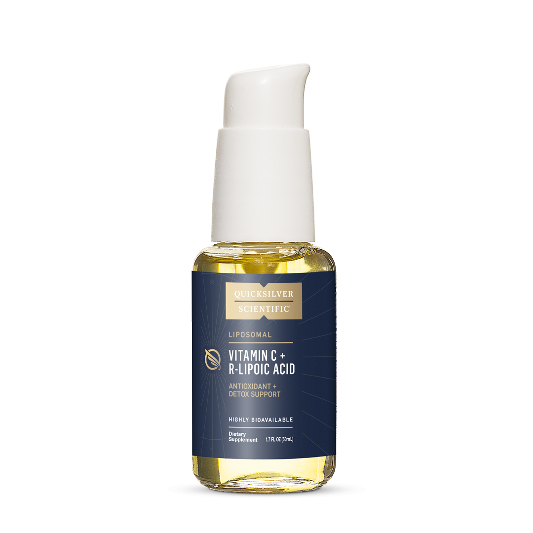 image of liposomal Vitamin C + R-Lipoic Acid from quicksilver scientific. Provides superior absorption for detox & immunity support.