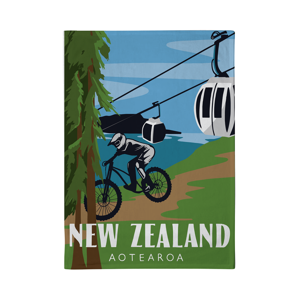 Tea Towel 51x70cm Mountain Biking And Gondola