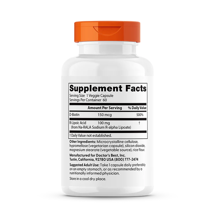 R-Lipoic Acid with BioEnhanced Na-RALA 100mg 60 Capsules-Doctor's Best-Matakana Pharmacy