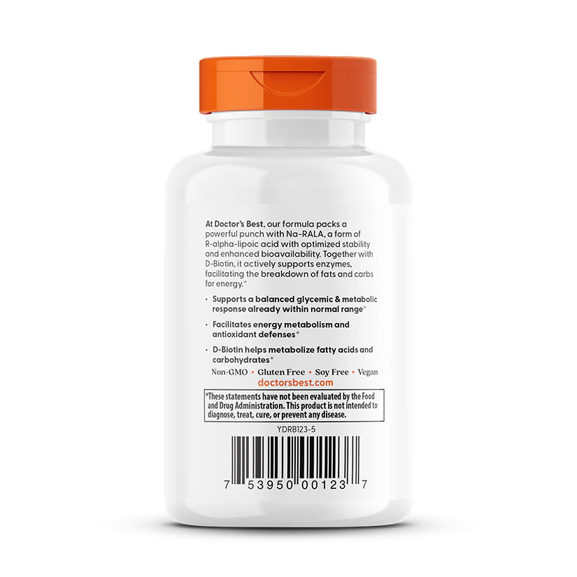 R-Lipoic Acid with BioEnhanced Na-RALA 100mg 60 Capsules-Doctor's Best-Matakana Pharmacy