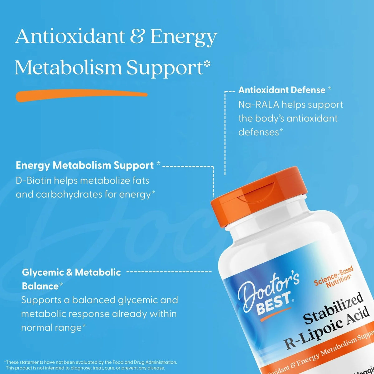 R-Lipoic Acid with BioEnhanced Na-RALA 100mg 60 Capsules-Doctor's Best-Matakana Pharmacy