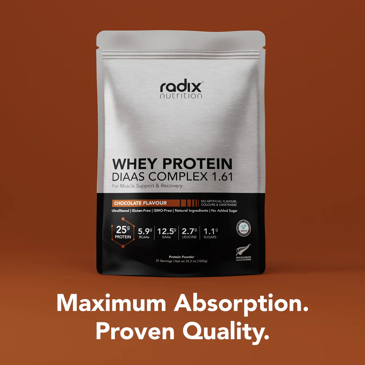 RADIX Whey Protein DIAAS Complex Chocolate 1.61 1kg-Matakana Pharmacy
