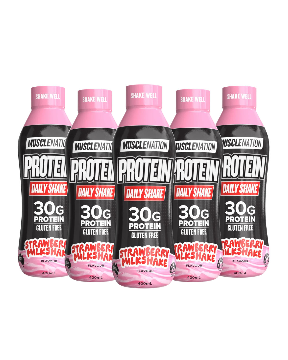 Protein Daily Shake Box of 12 Strawberry Milkshake 12 x 400ml-Muscle Nation-Matakana Pharmacy