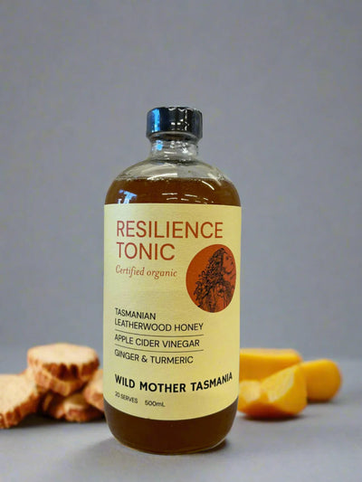 Resilience Tonic Honey Ginger Turmeric Apple Cider Vinegar 500ml-Wild Mother Tasmania-Matakana Pharmacy
