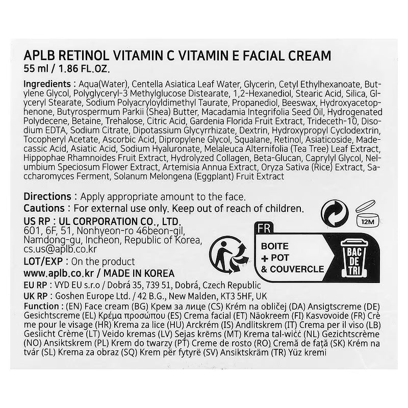 Retinol Vitamin C Vitamin E Facial Cream 55ml-APLB-Matakana Pharmacy