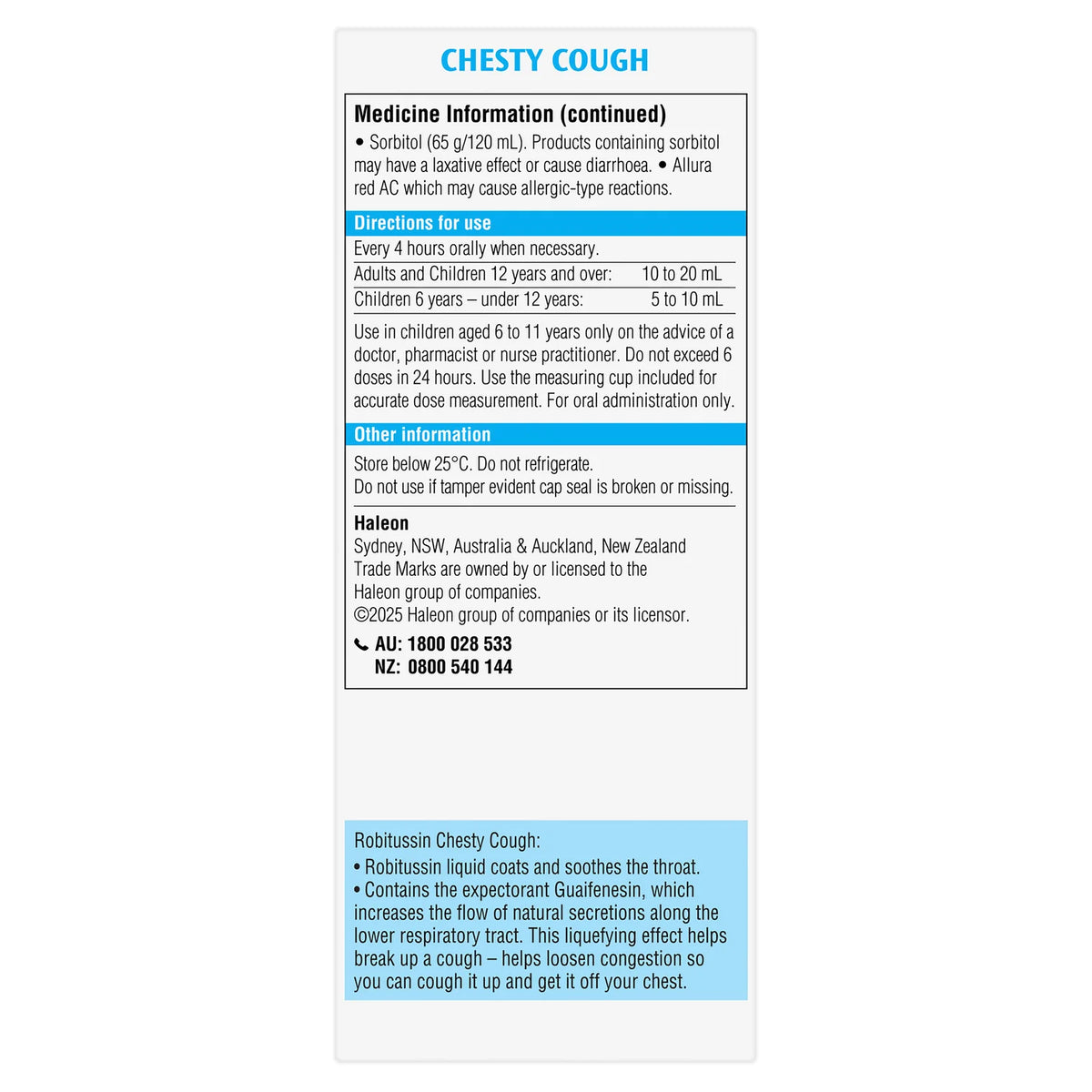 Robitussin Chesty Cough Syrup 200mL-Haleon-Matakana Pharmacy