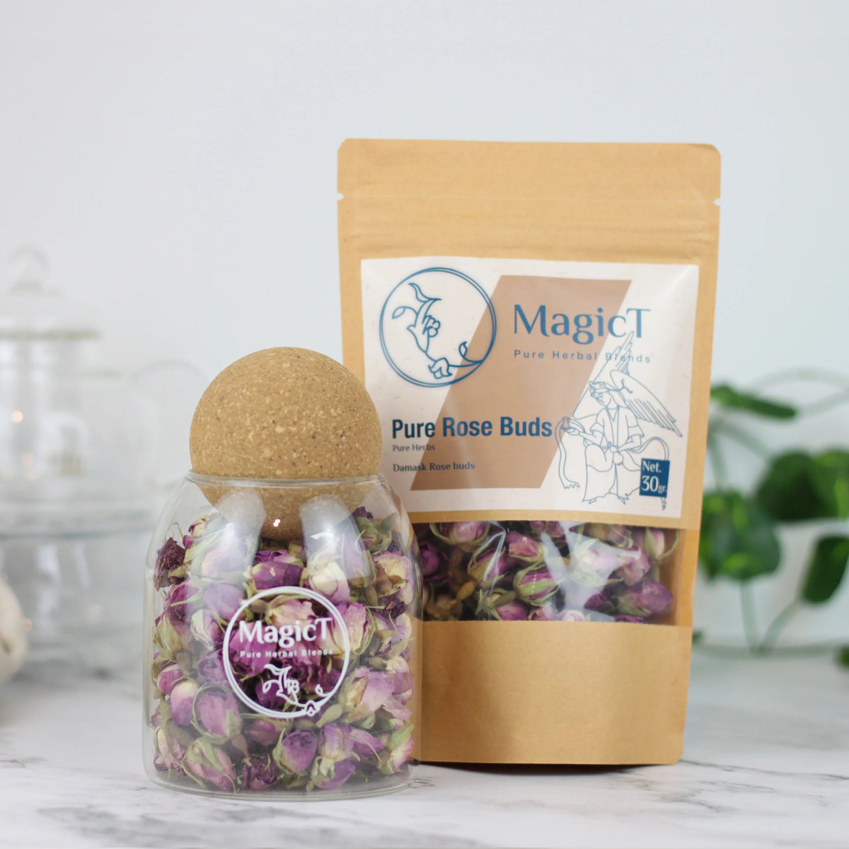 MagicT Pure Rose Buds Tea Glass Jar 60g-Magic T-Matakana Pharmacy