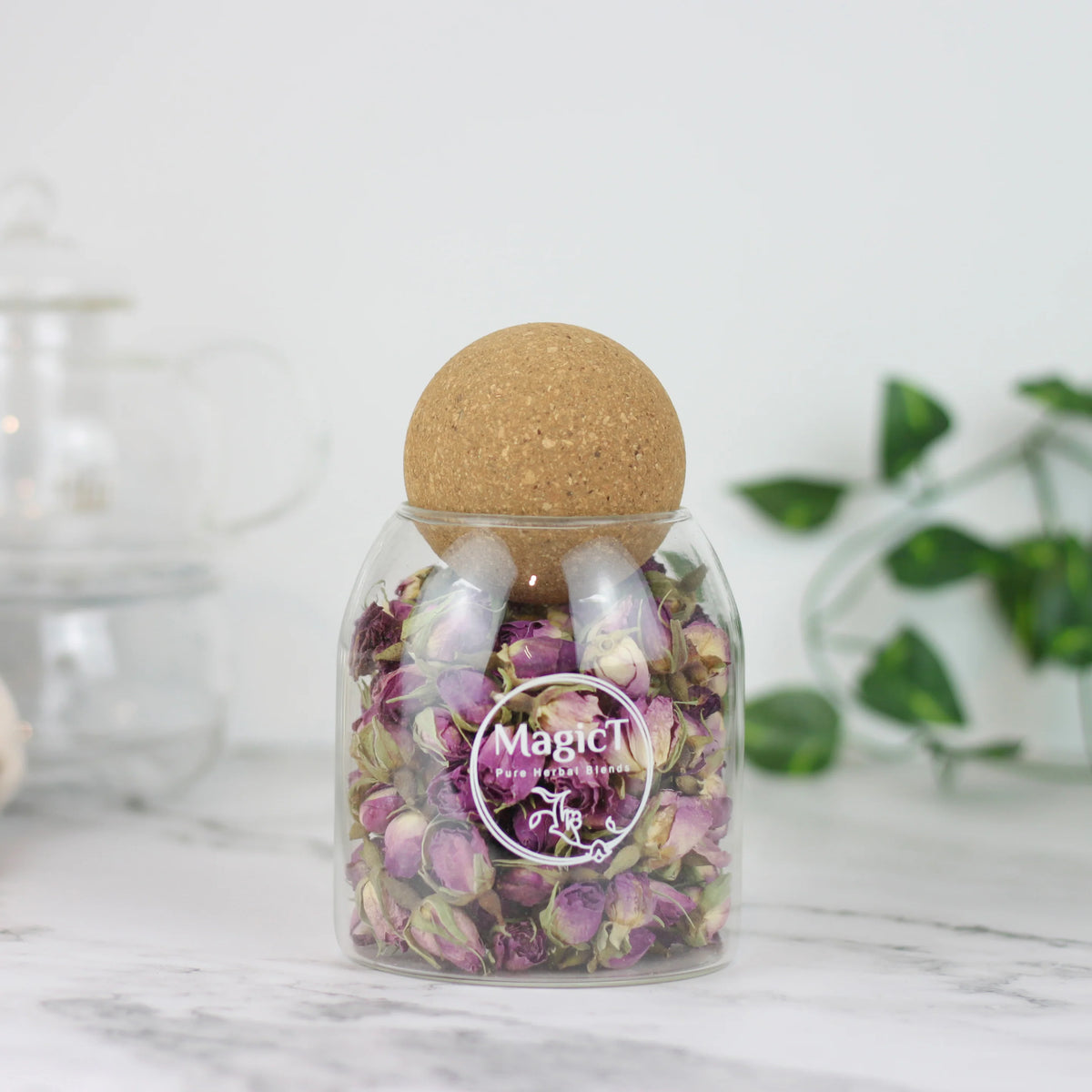 MagicT Pure Rose Buds Tea Glass Jar 60g-Magic T-Matakana Pharmacy