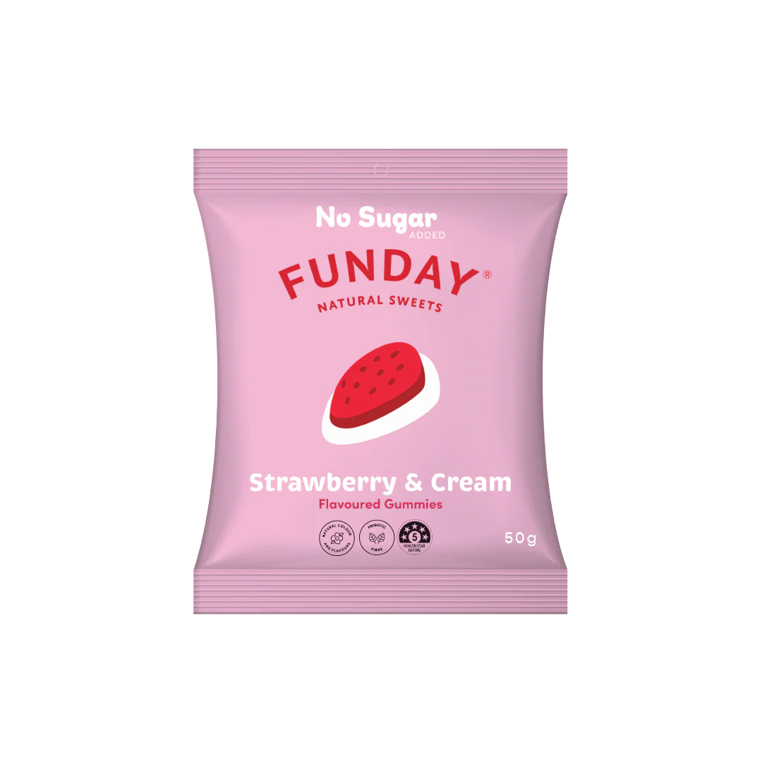 Strawberry & Cream 50g | Funday Natural Sweets-FUNDAY-Matakana Pharmacy