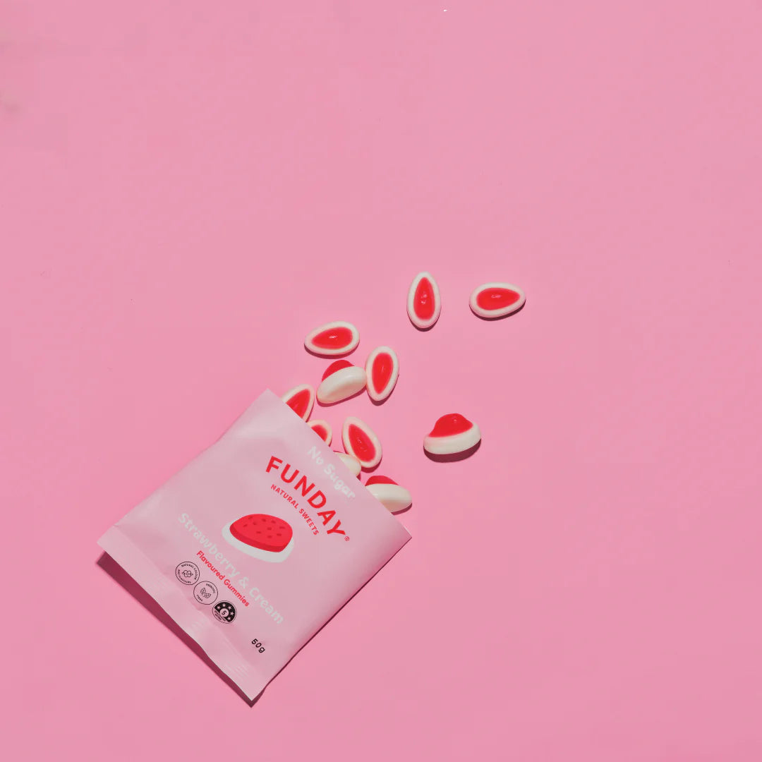 Strawberry & Cream 50g | Funday Natural Sweets-FUNDAY-Matakana Pharmacy