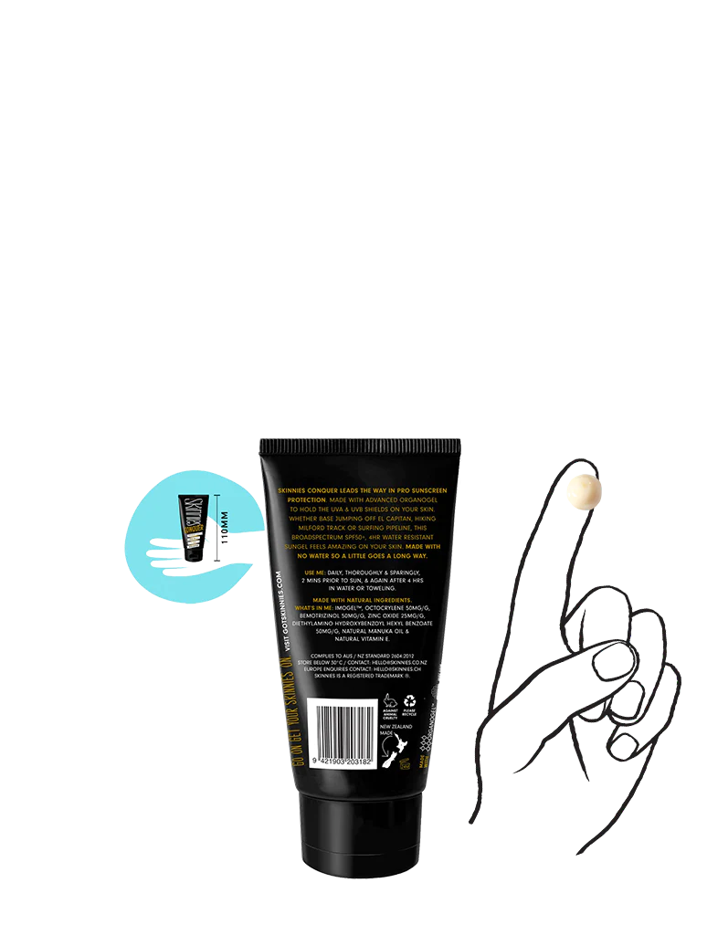 SKINNIES Conquer Sunscreen Gel SPF50 35ml-Matakana Pharmacy