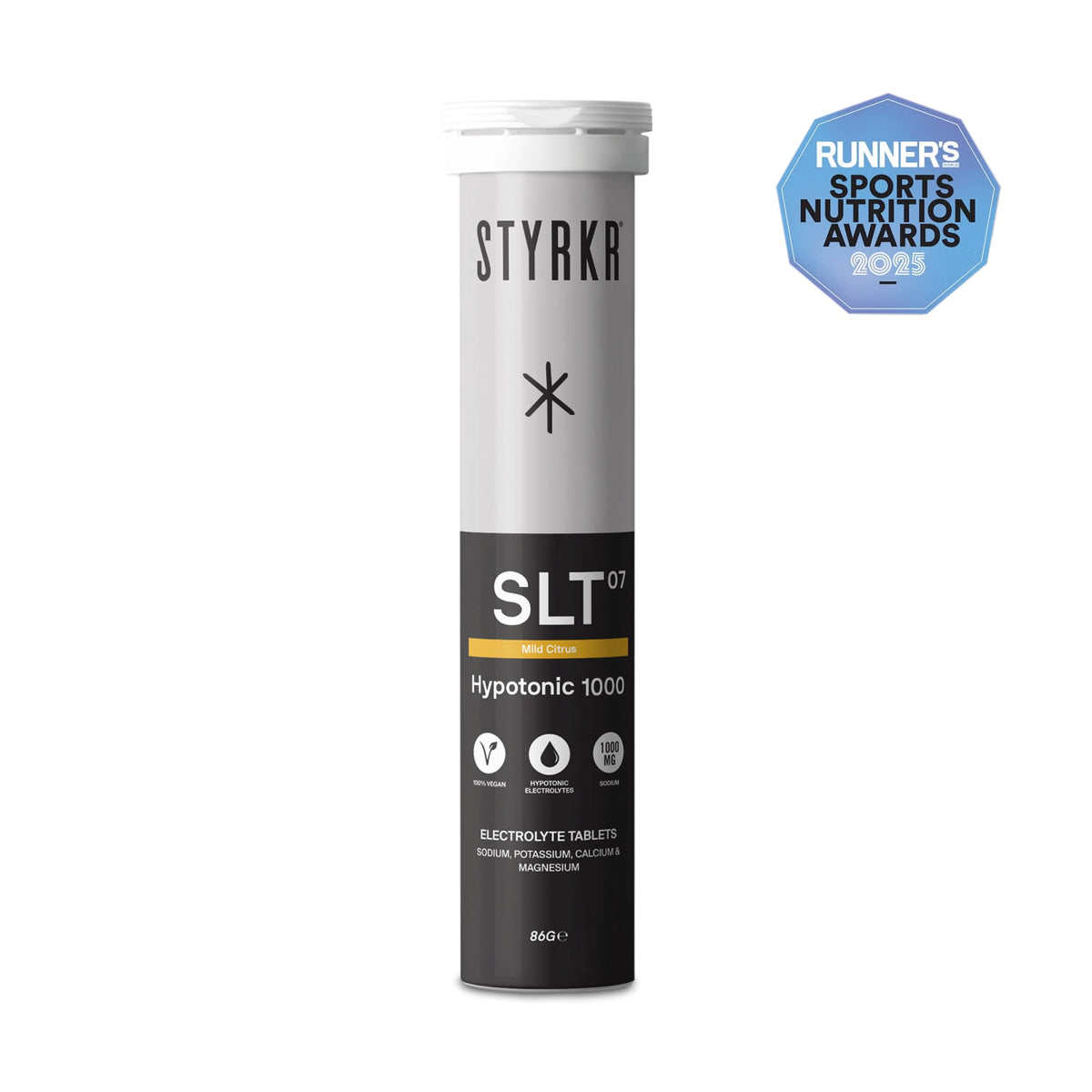 Styrkr Electrolyte SLT07 Hypotonic 1000 Mild Citrus Quad-Blend Effervescent Tablets Tube