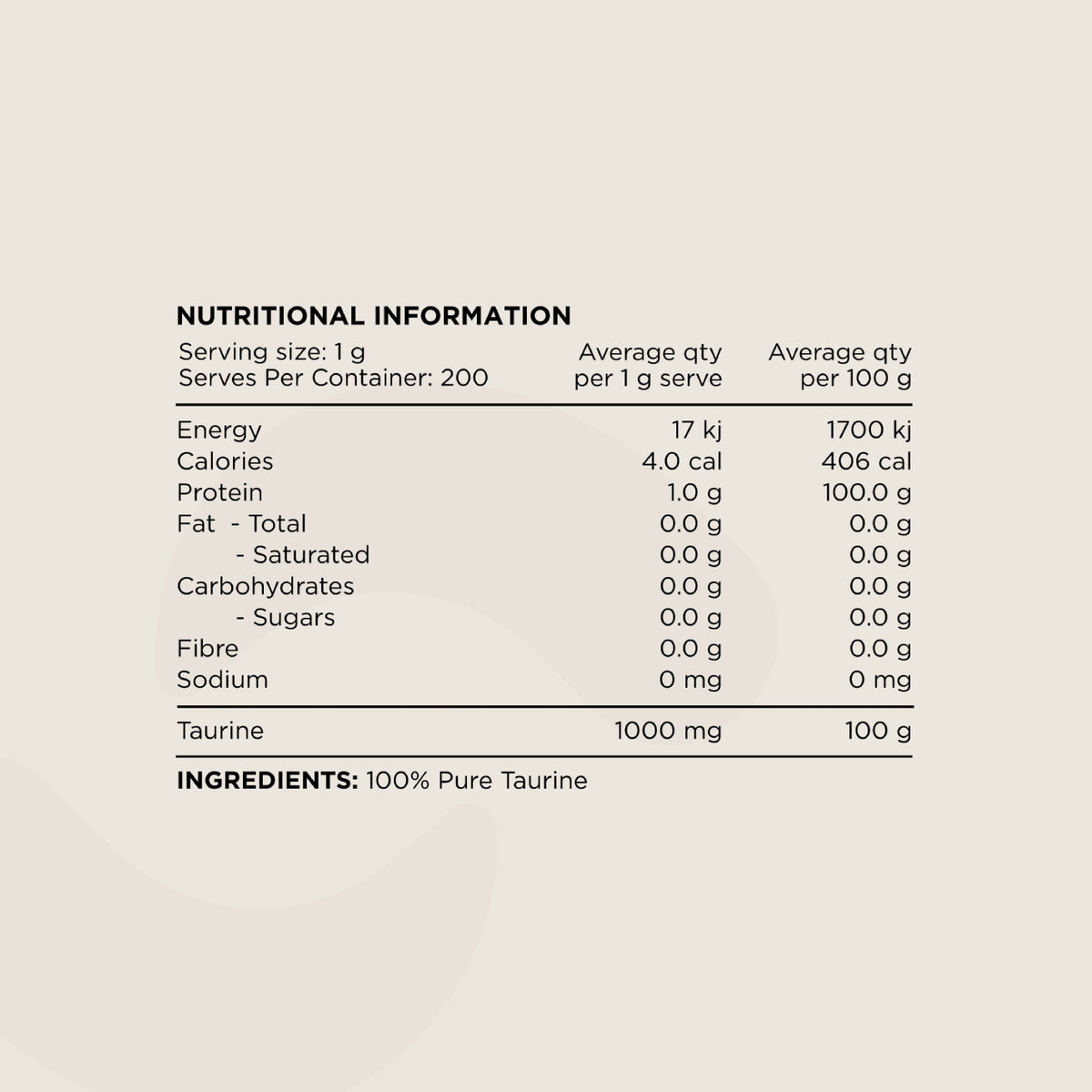 Switch Essentials Taurine Powder 200g-Switch Nutrition-Matakana Pharmacy