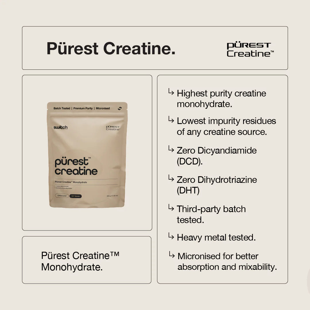 Switch Purest Creatine 500g | Unflavoured-Switch Nutrition-Matakana Pharmacy