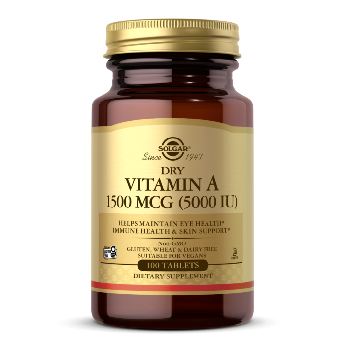 SOLGAR Dry Vitamin A 5000iu 100 Tabs-Matakana Pharmacy