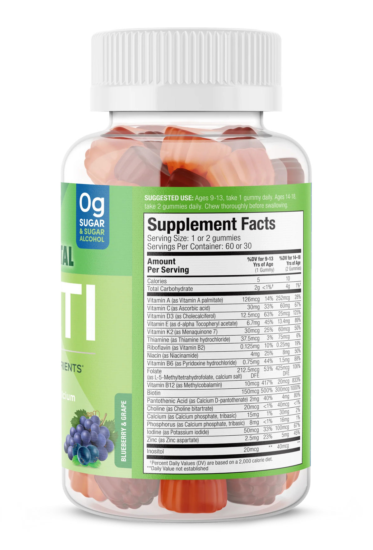 Image of ingredients in SUKU Teen Boy Total Multi 60gummies
