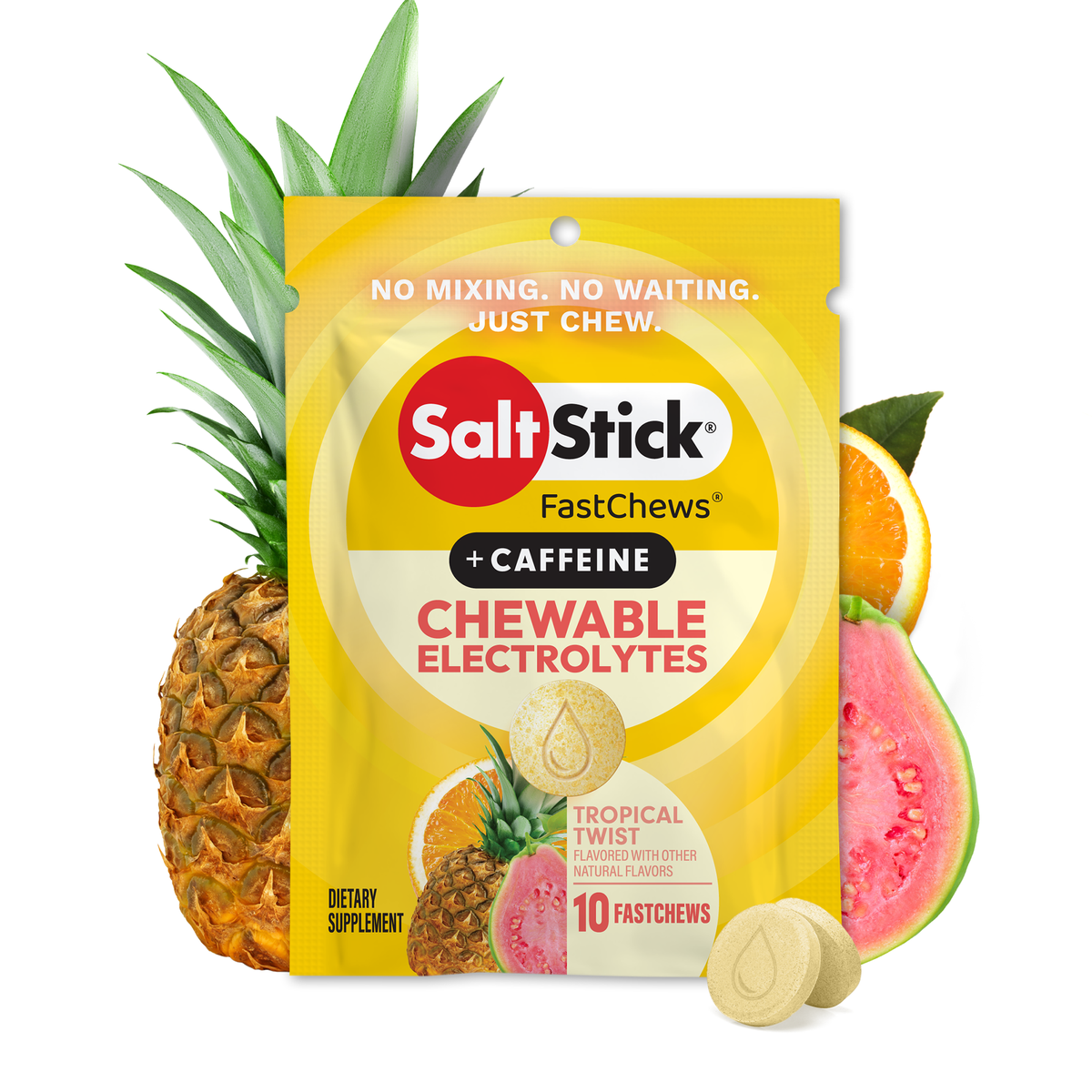 Saltstick Caffeine FastChews Tropical Twist Bottle 60 Chews