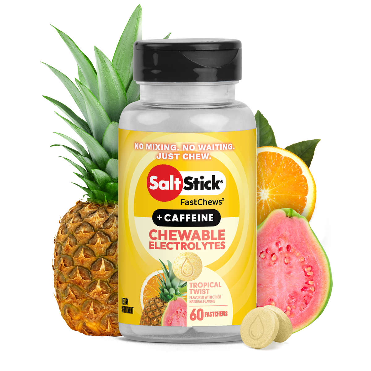 Saltstick Caffeine FastChews Tropical Twist Bottle 60 Chews