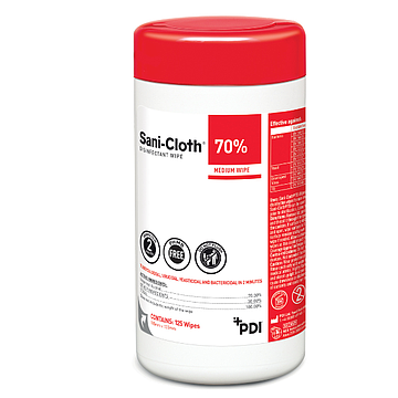 Sani-Cloth 70 Wipe (Red) Small Canister 125 Pack-PDI-Matakana Pharmacy
