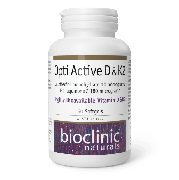 Opti Active D3 & K2 60 Caps-BioClinic Naturals-Matakana Pharmacy